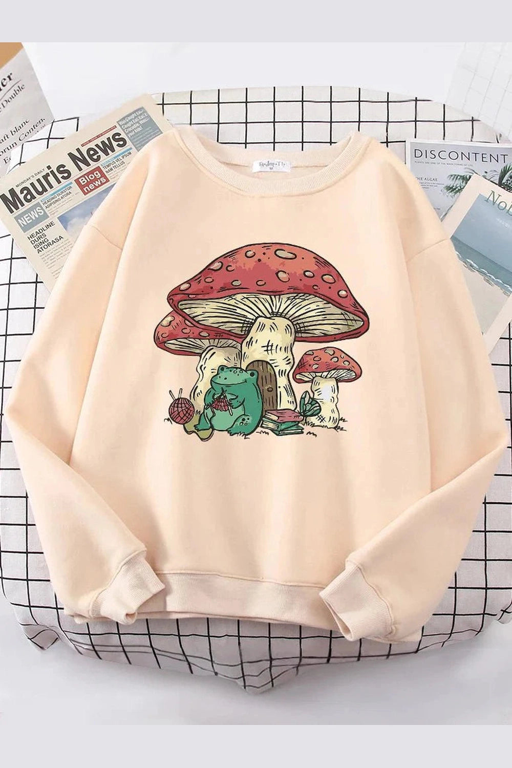 Y2k Mushroom House Frog Oversize Women's Sweatshirt