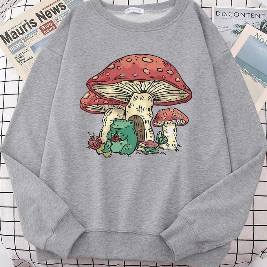 Y2k Mushroom House Frog Oversize Women's Sweatshirt
