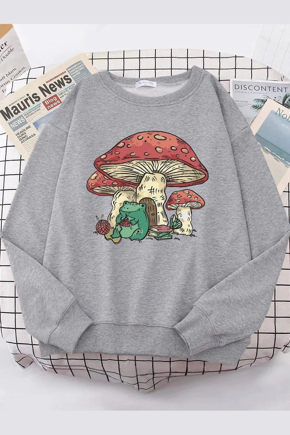 Y2k Mushroom House Frog Oversize Women's Sweatshirt
