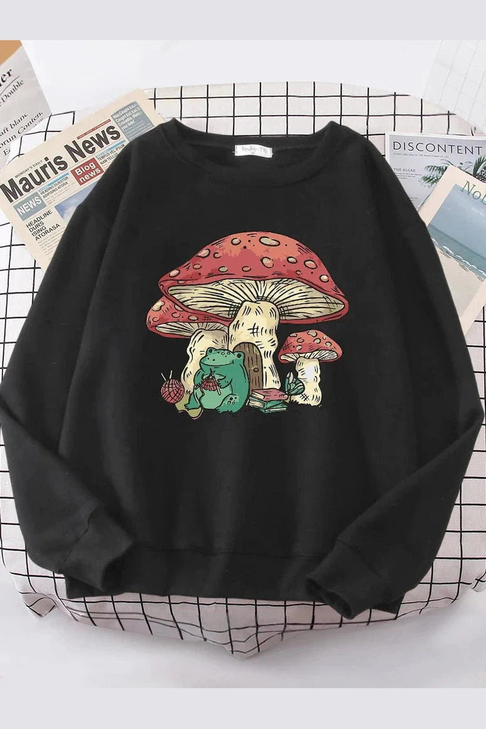 Y2k Mushroom House Frog Oversize Women's Sweatshirt