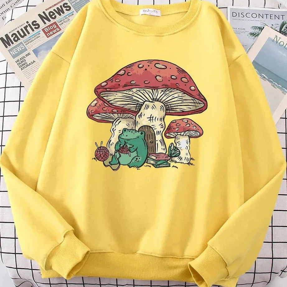 Y2k Mushroom House Frog Oversize Women's Sweatshirt