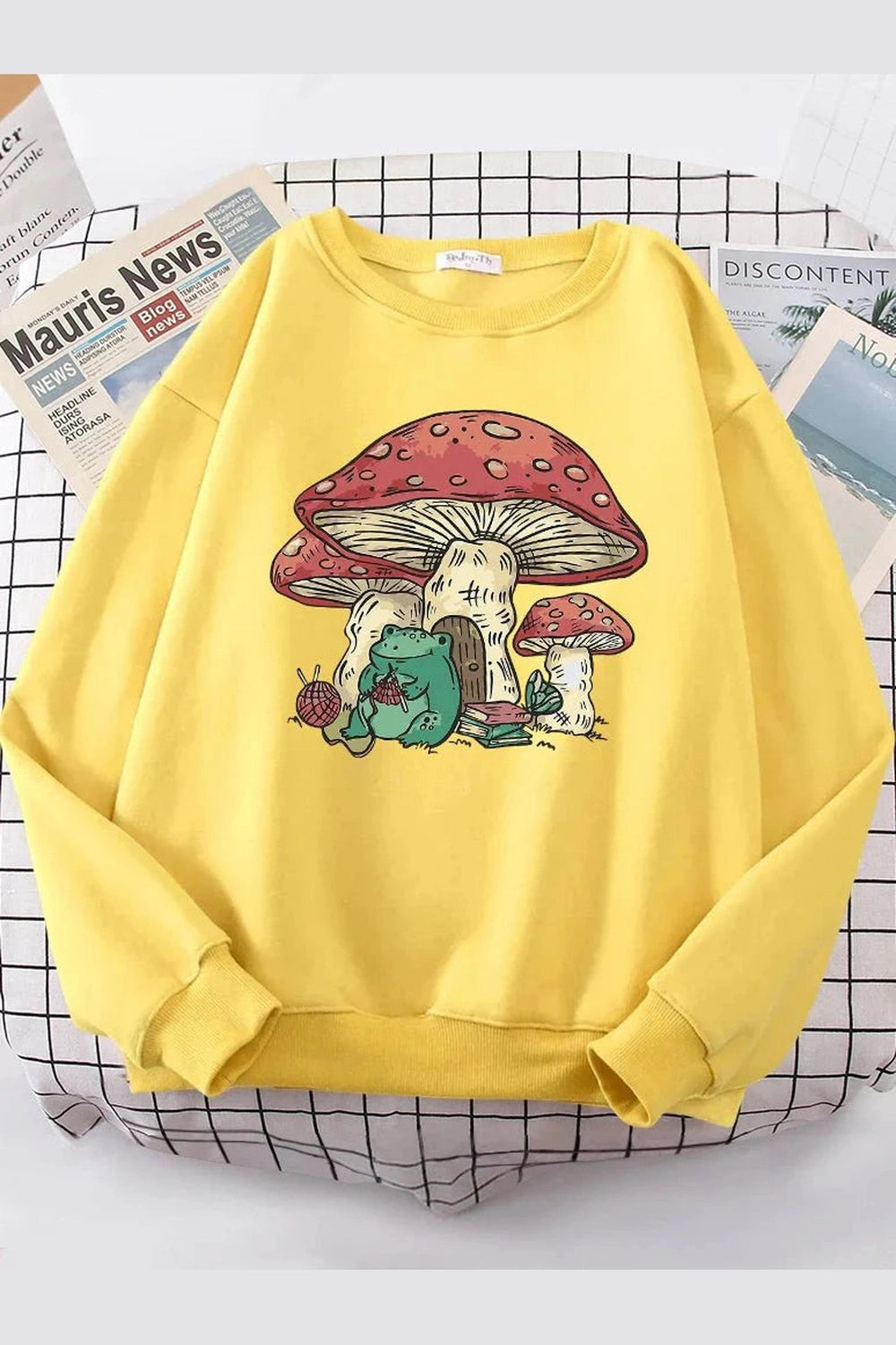 Y2k Mushroom House Frog Oversize Women's Sweatshirt