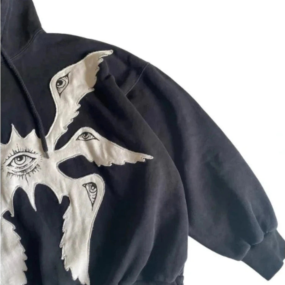 Y2k Mystic Eyes Embroidered Hoodie