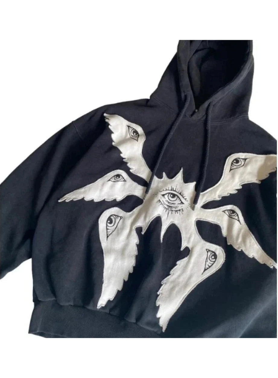 Y2k Mystic Eyes Embroidered Hoodie