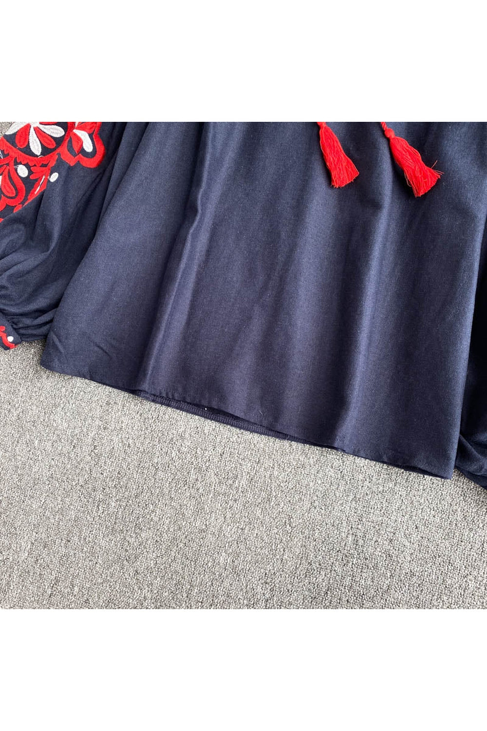 Y2k National Style Embroidered Lace-Up Blouse