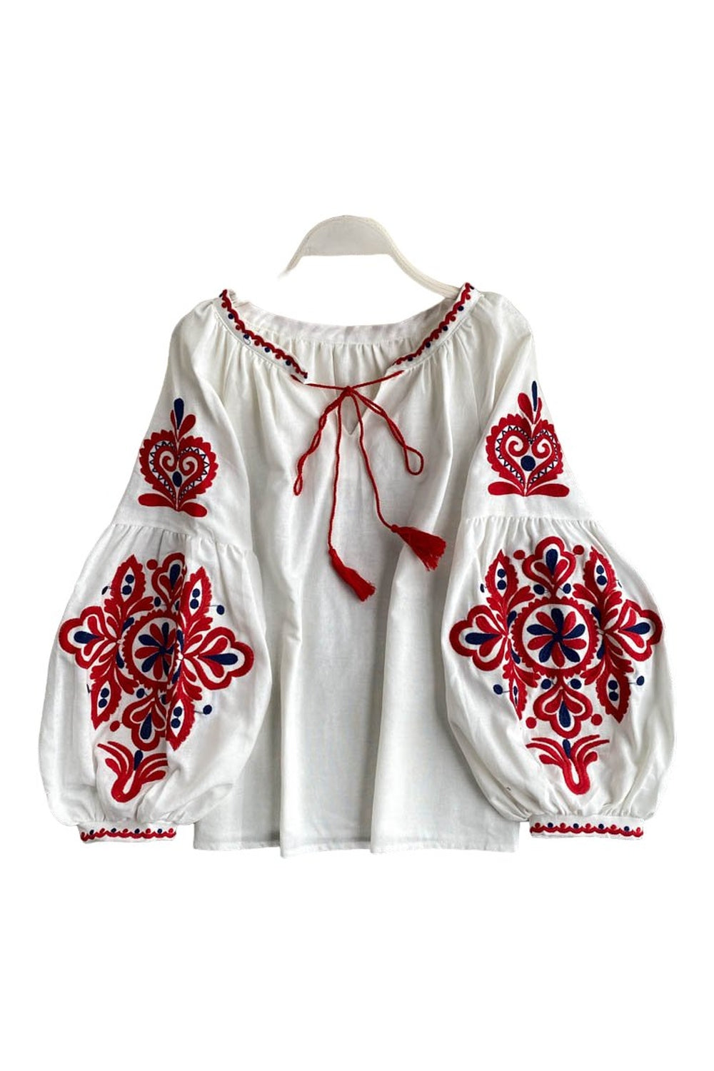 Y2k National Style Embroidered Lace-Up Blouse