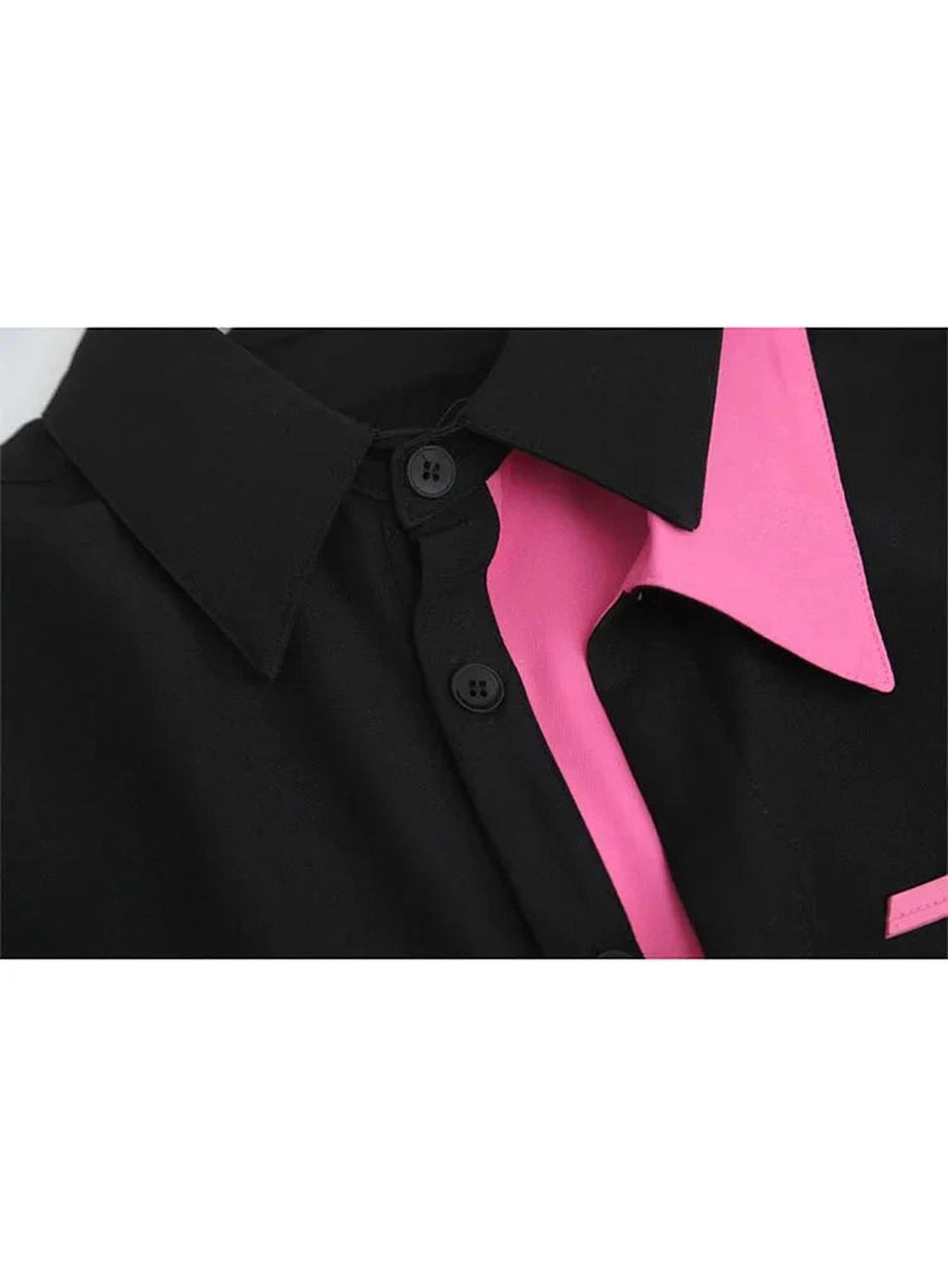 Y2k Neon Edge Contrast Shirt
