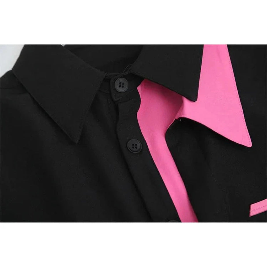 Y2k Neon Edge Contrast Shirt