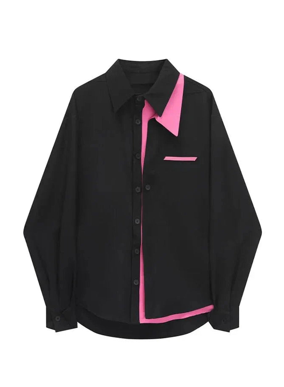 Y2k Neon Edge Contrast Shirt