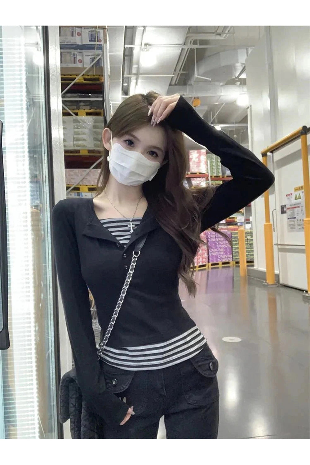 Y2k Noir Nautical Layered Top