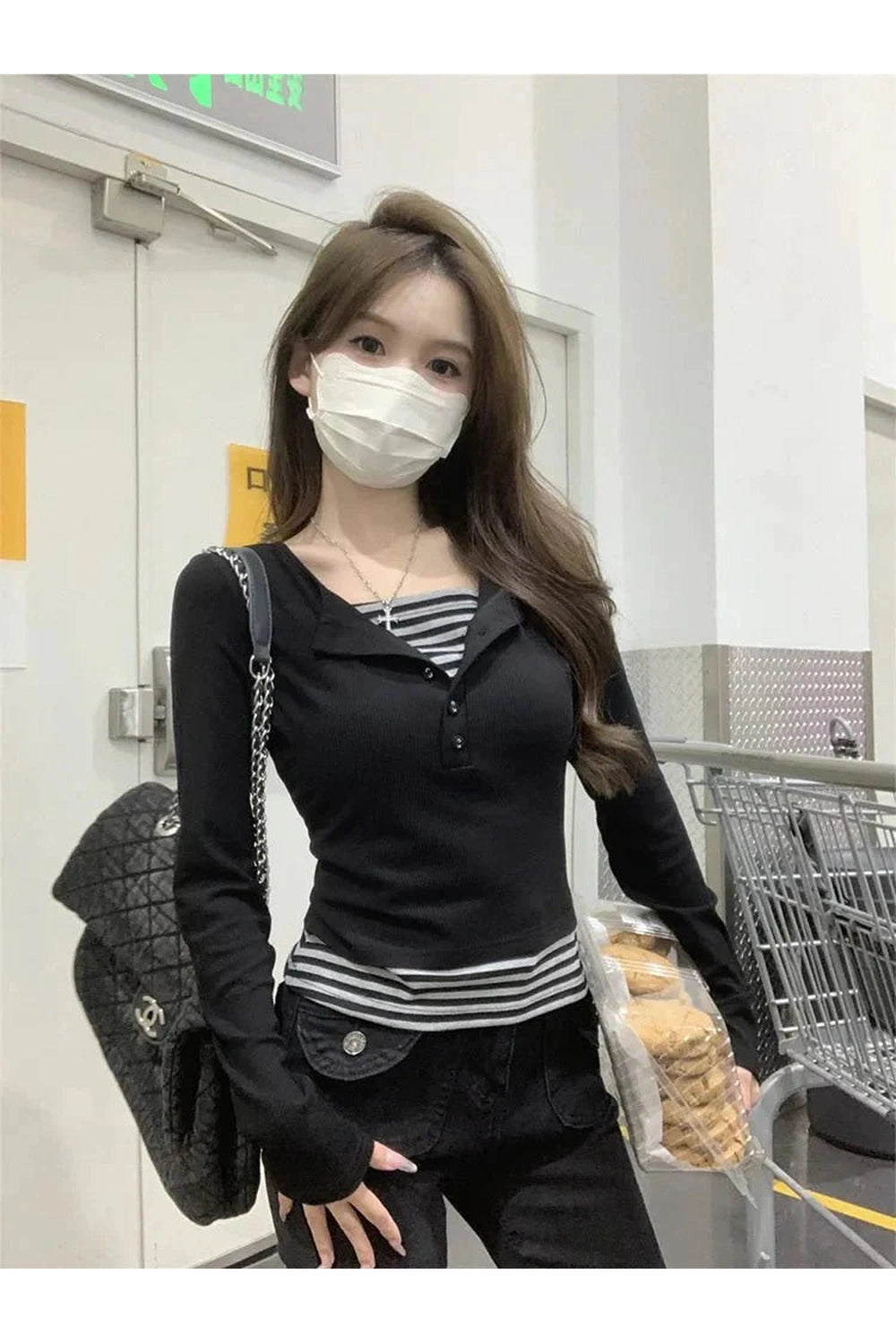 Y2k Noir Nautical Layered Top