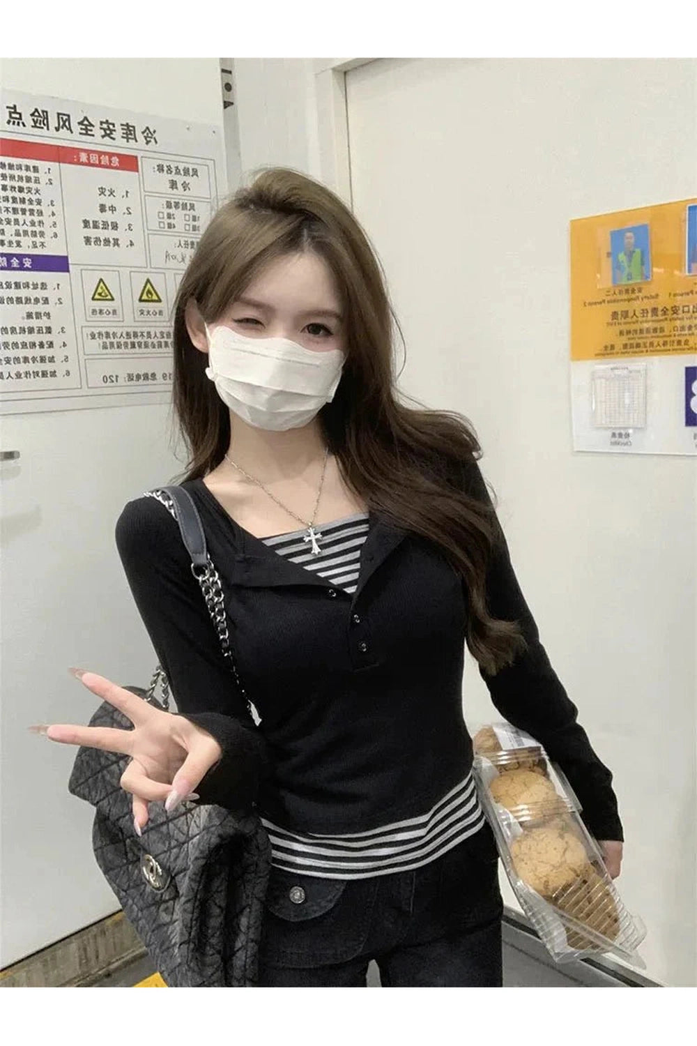 Y2k Noir Nautical Layered Top