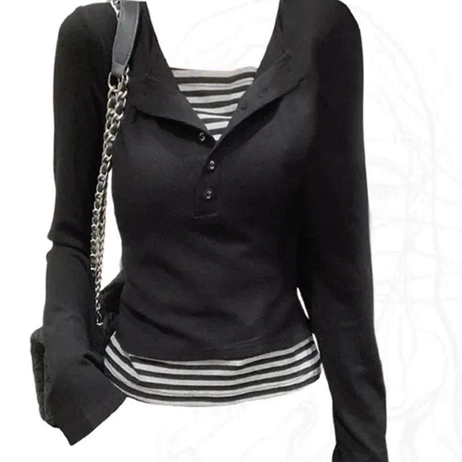 Y2k Noir Nautical Layered Top