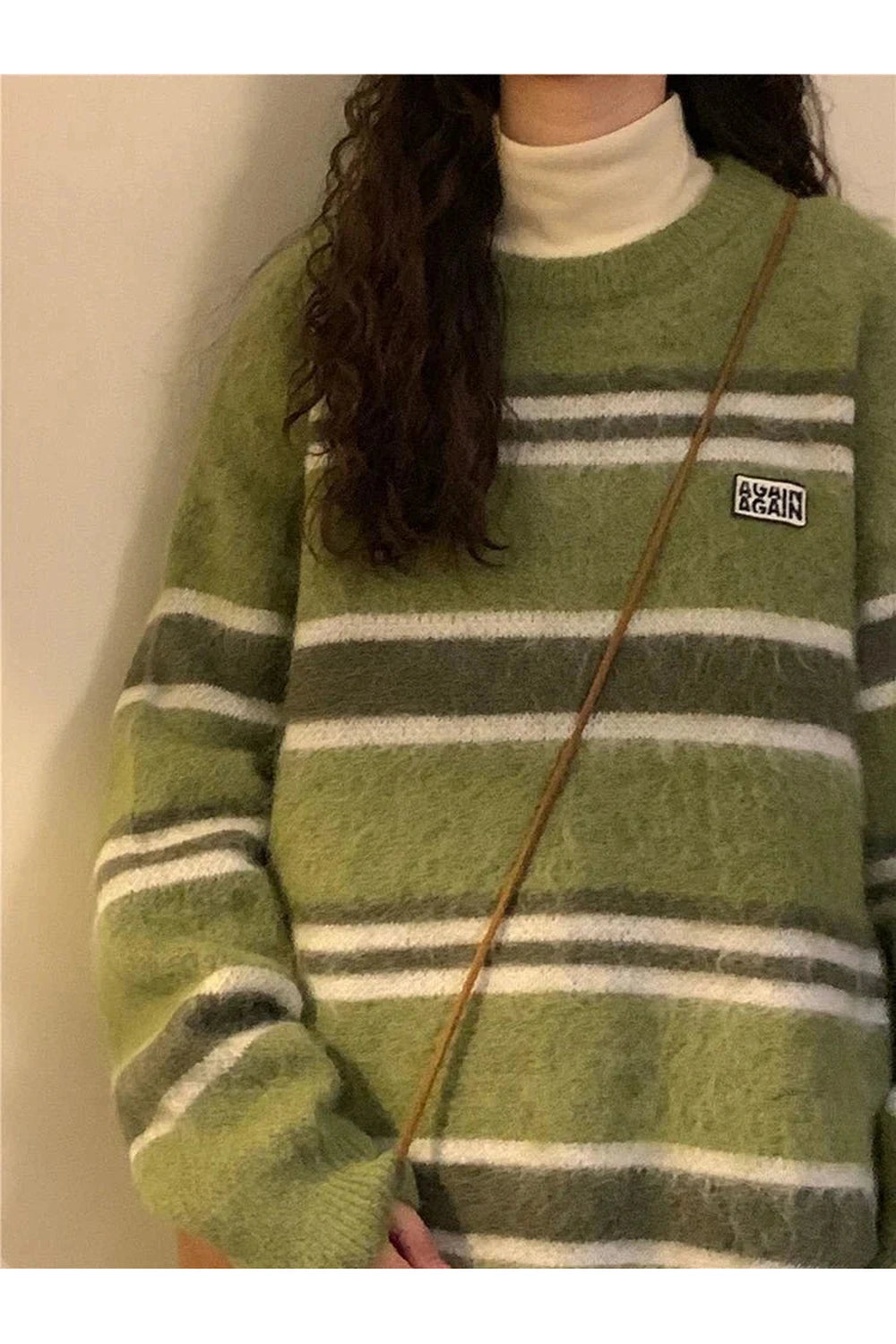 Y2k O Neck Striped Sweater