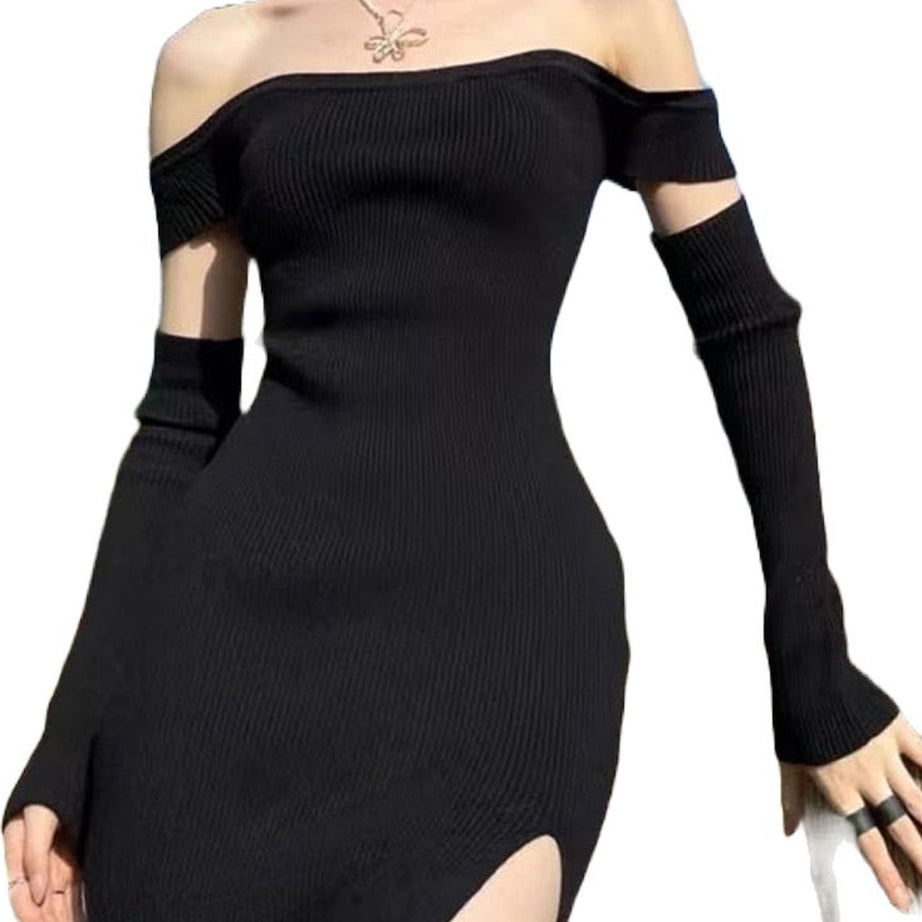 Y2k Off Shoulder Knit Dress