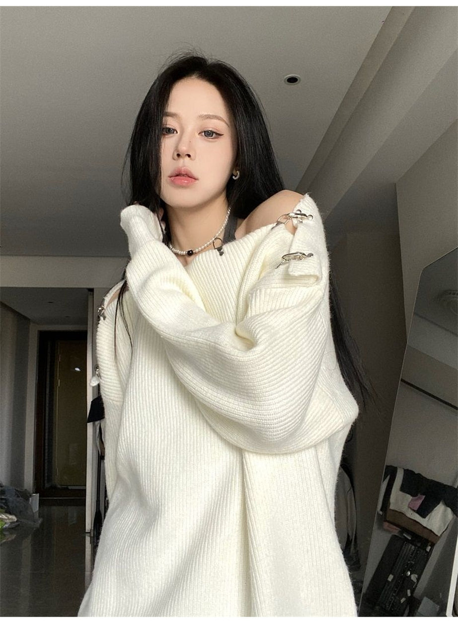 Y2k Off Shoulder Sweater
