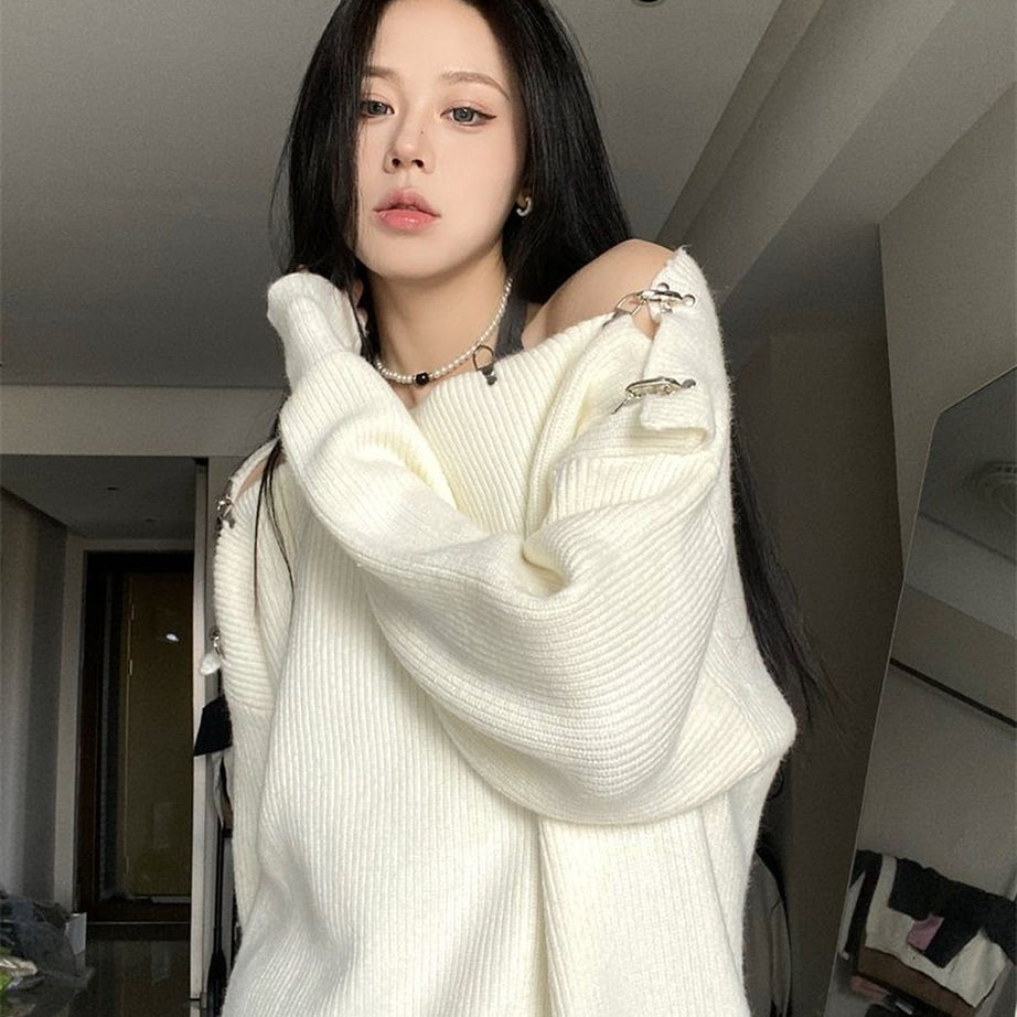 Y2k Off Shoulder Sweater