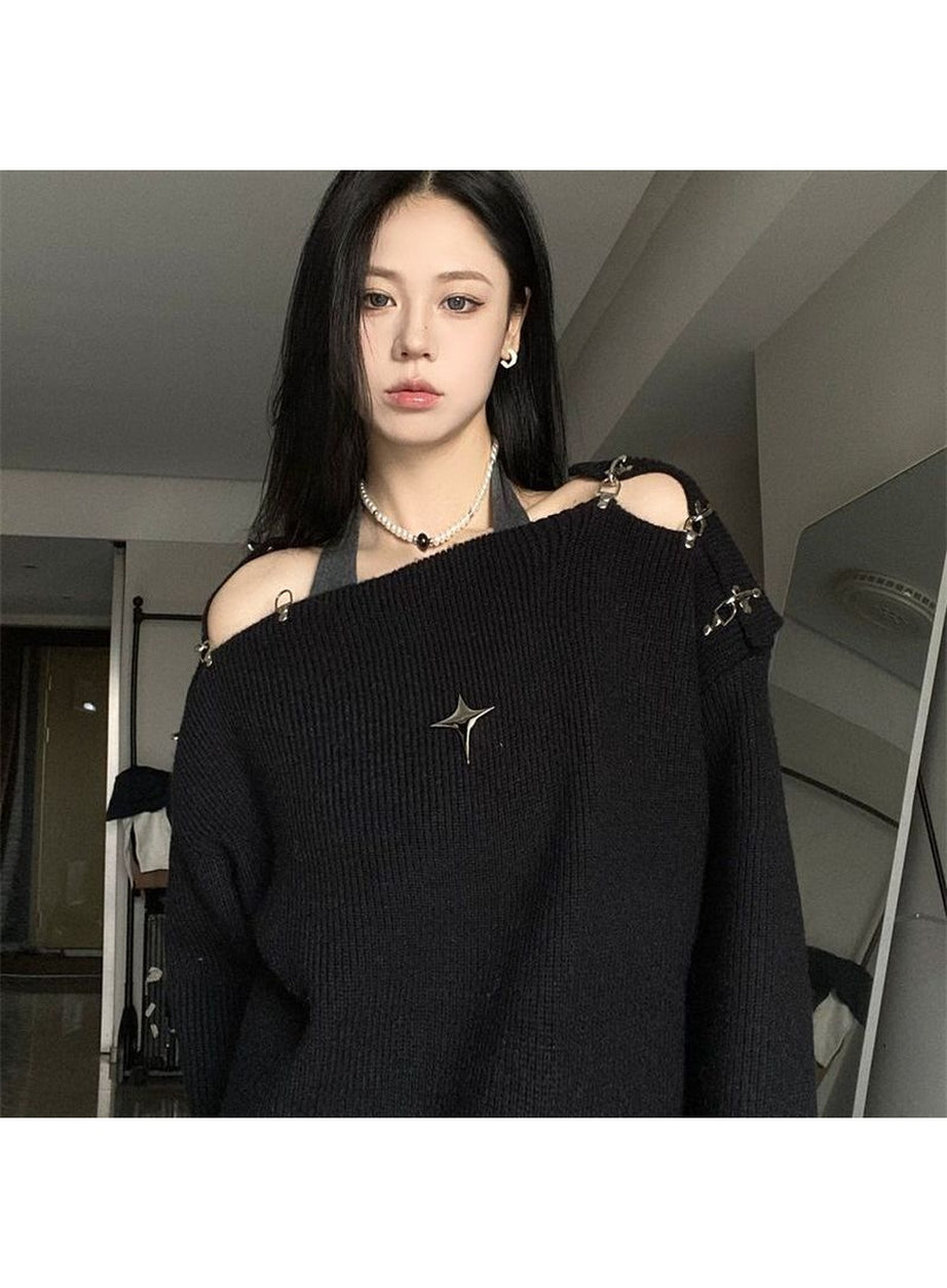 Y2k Off Shoulder Sweater