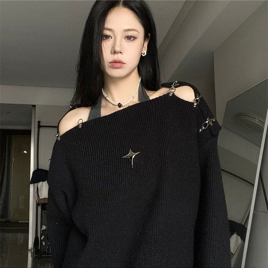 Y2k Off Shoulder Sweater