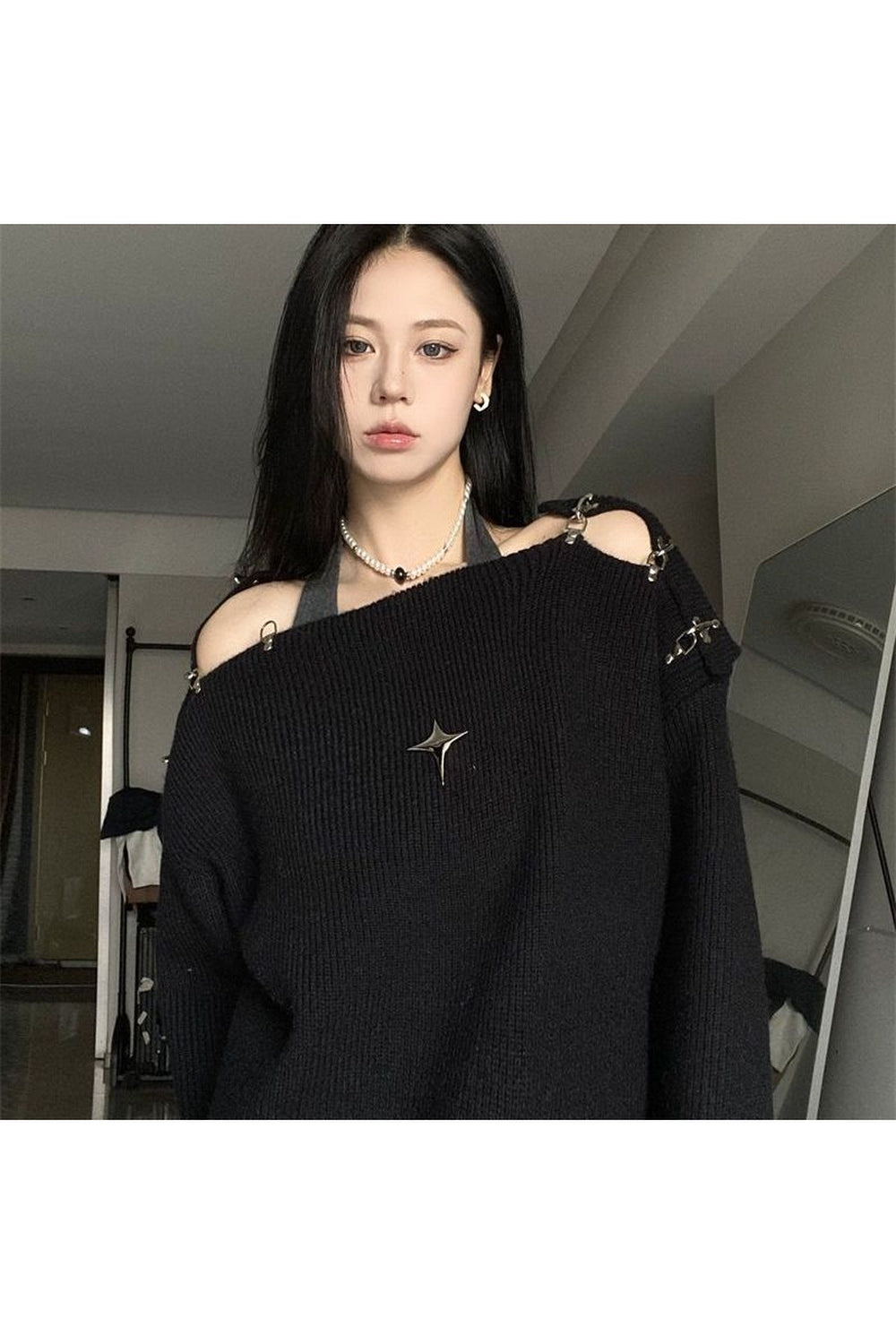 Y2k Off Shoulder Sweater