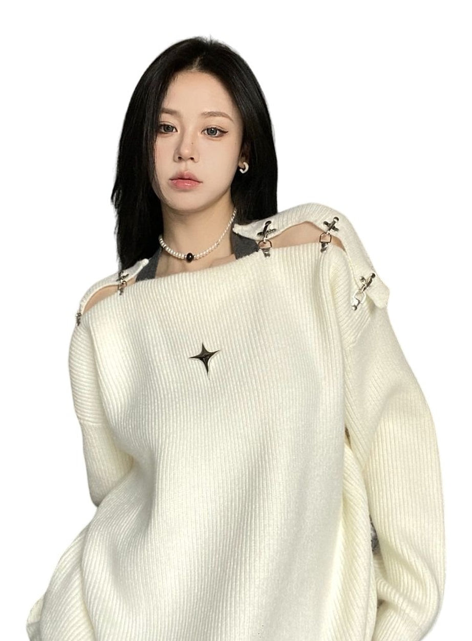 Y2k Off Shoulder Sweater