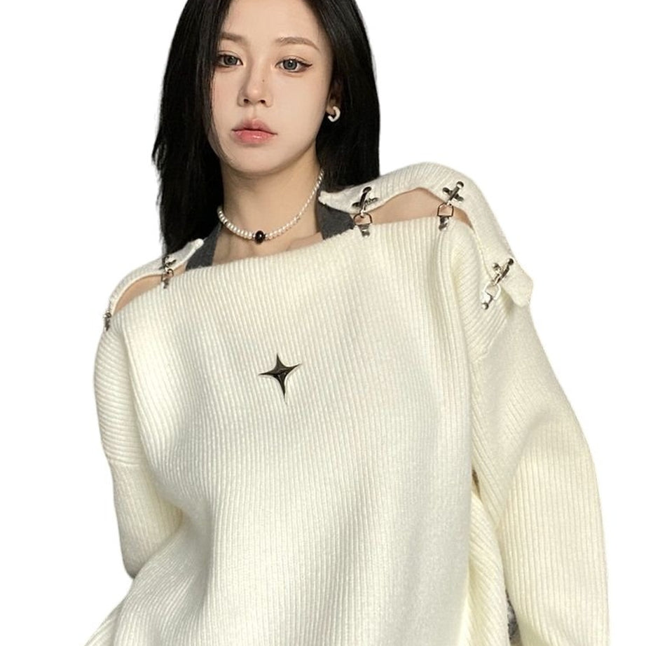 Y2k Off Shoulder Sweater