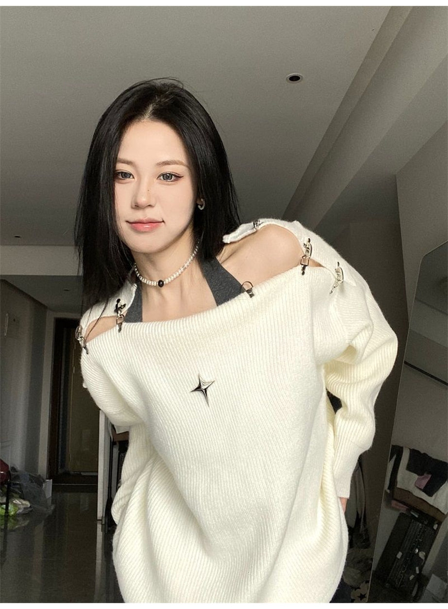 Y2k Off Shoulder Sweater