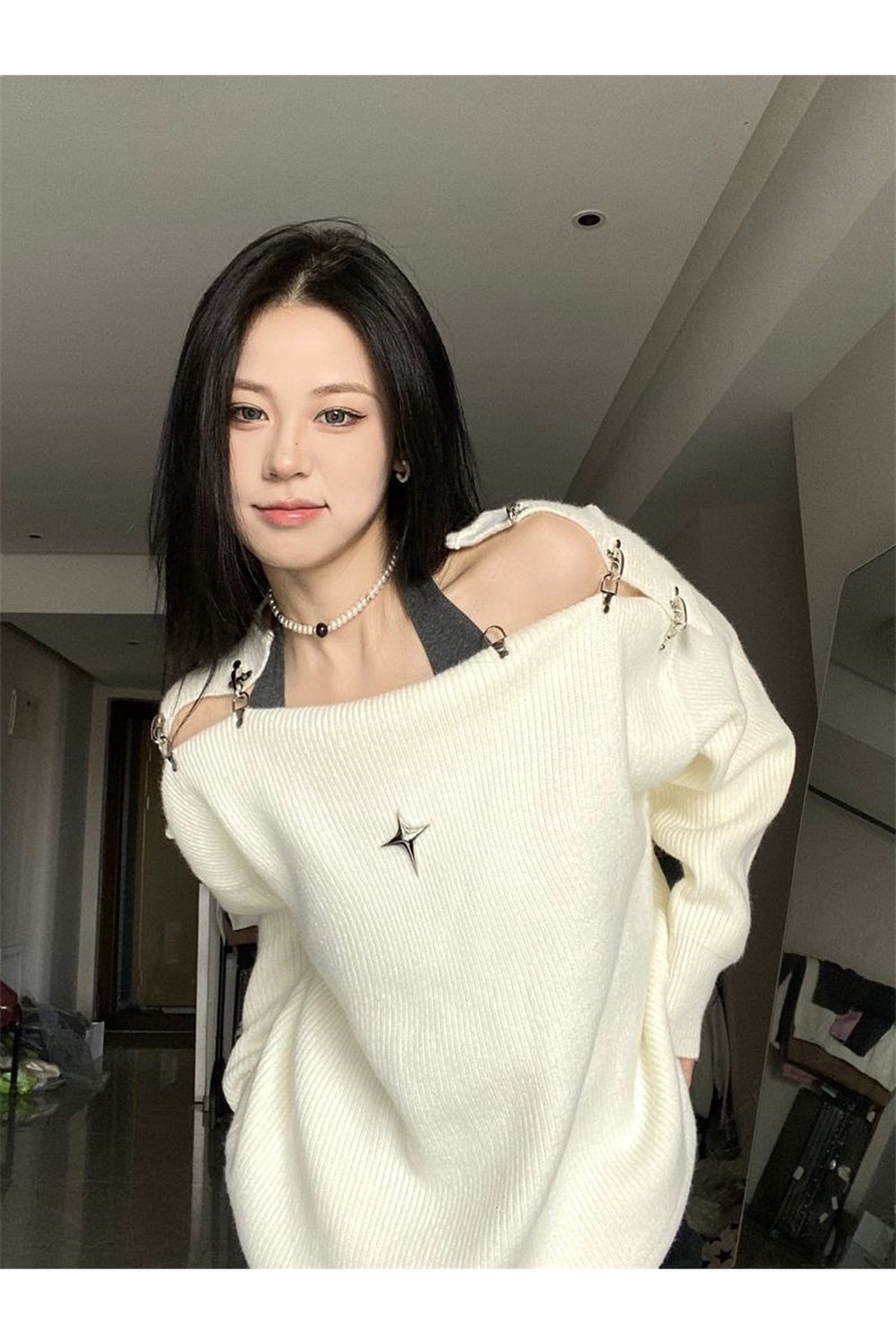 Y2k Off Shoulder Sweater