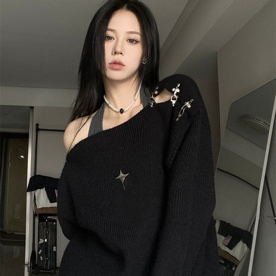 Y2k Off Shoulder Sweater