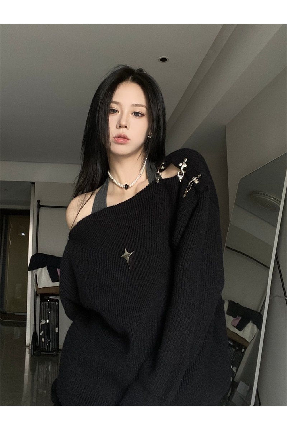 Y2k Off Shoulder Sweater