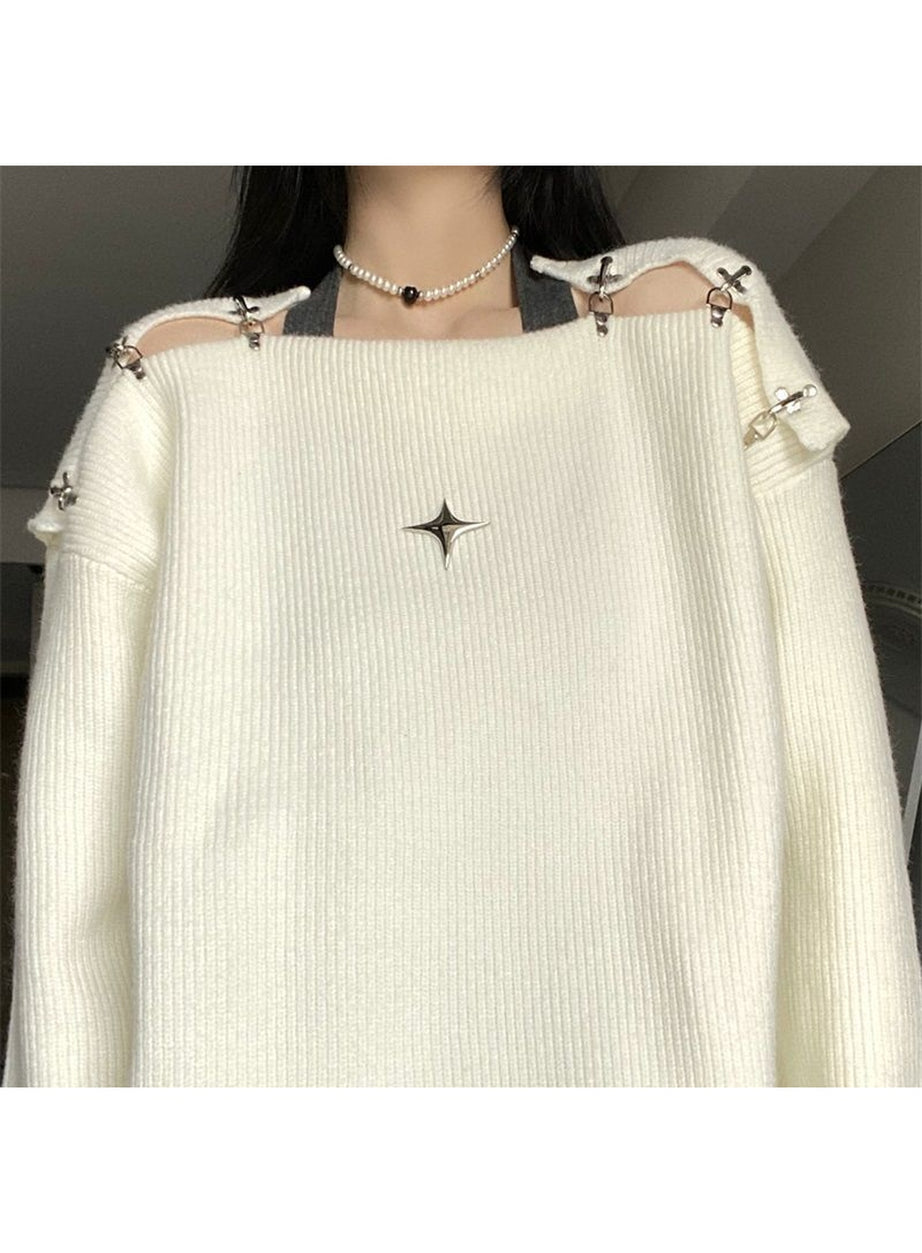 Y2k Off Shoulder Sweater