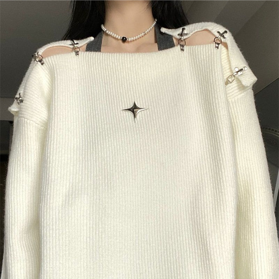 Y2k Off Shoulder Sweater