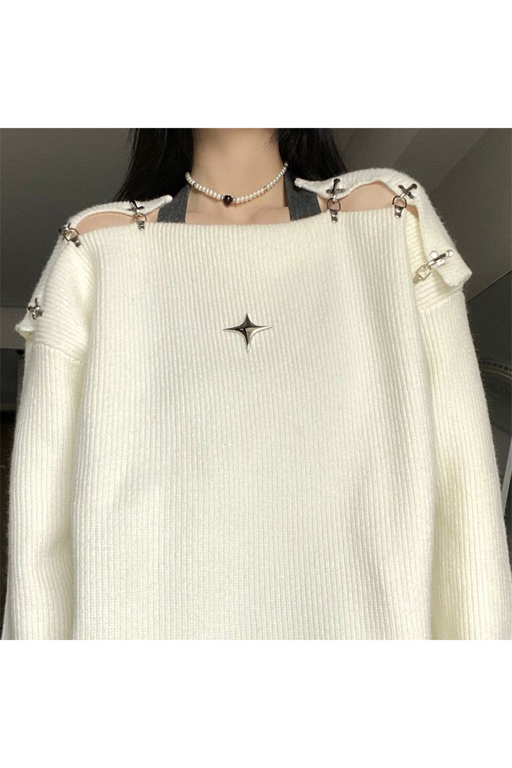 Y2k Off Shoulder Sweater