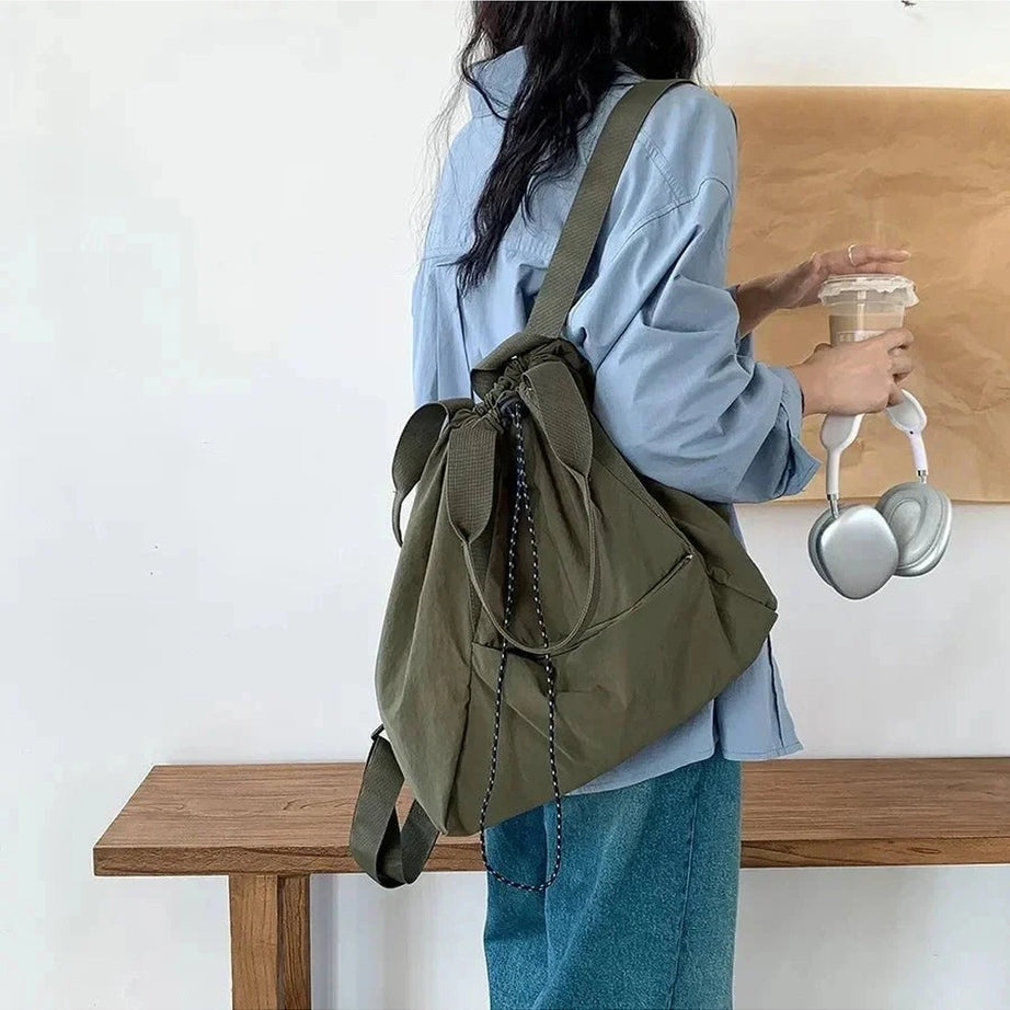 Y2k Olive Urban Drawstring Backpack