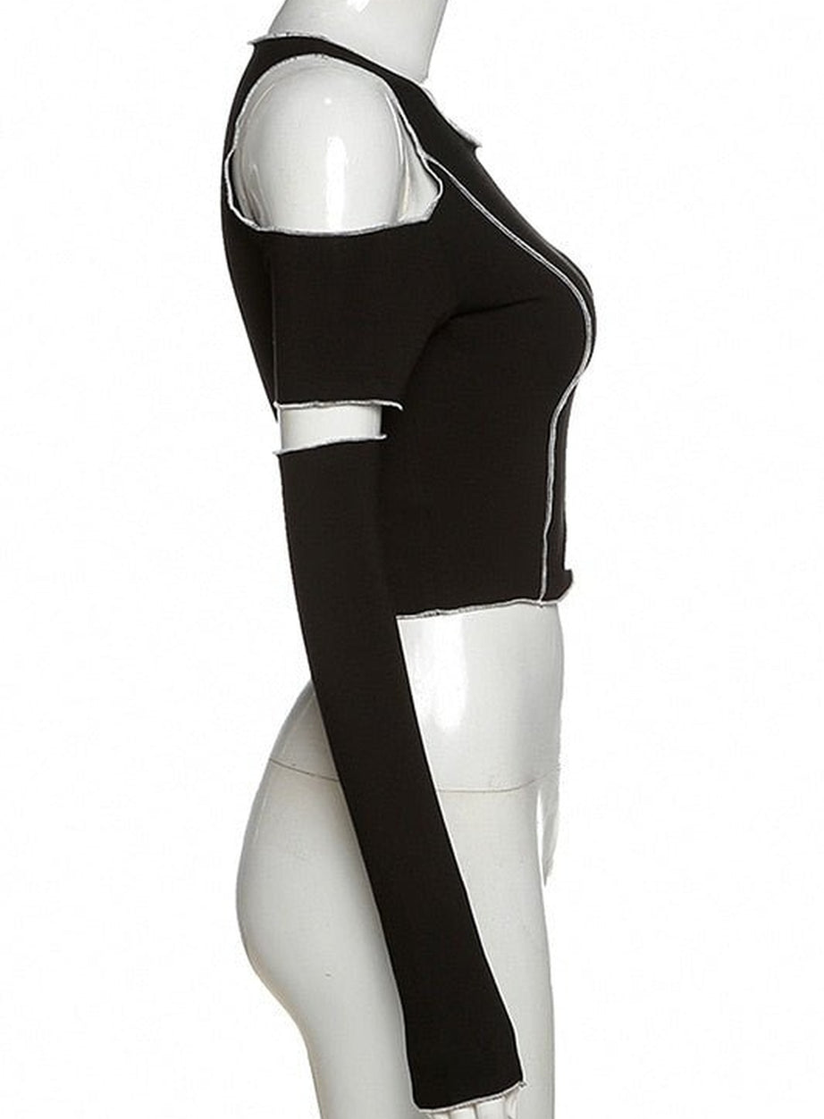 Y2k Open Shoulder Sleeve Crop Top