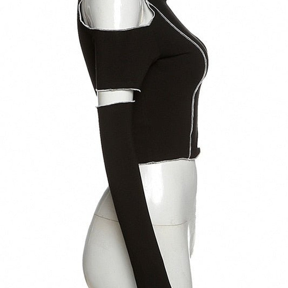 Y2k Open Shoulder Sleeve Crop Top