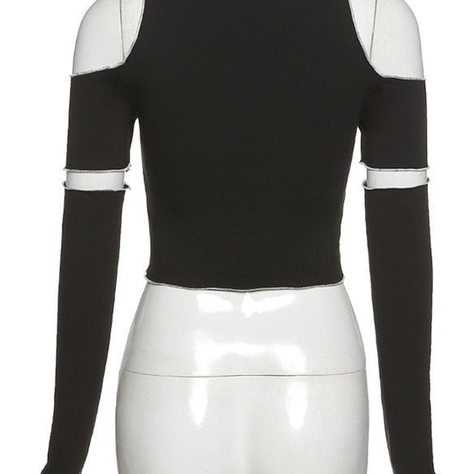 Y2k Open Shoulder Sleeve Crop Top