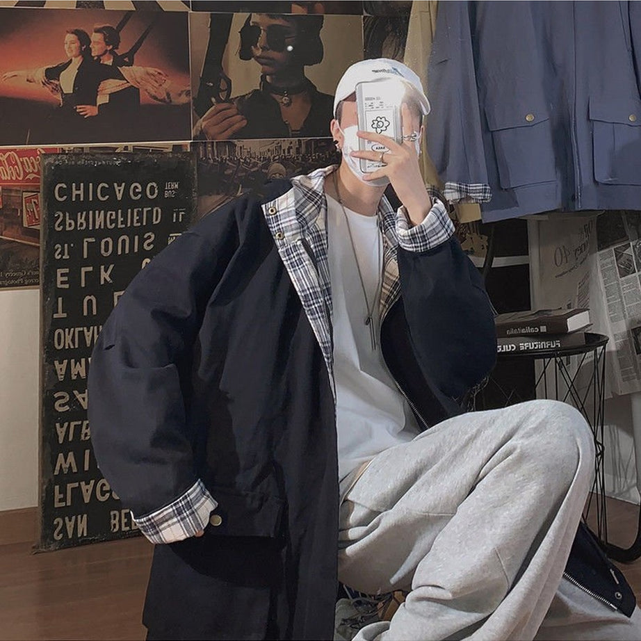 Y2k Oversize Aesthetic Plaid Jacket