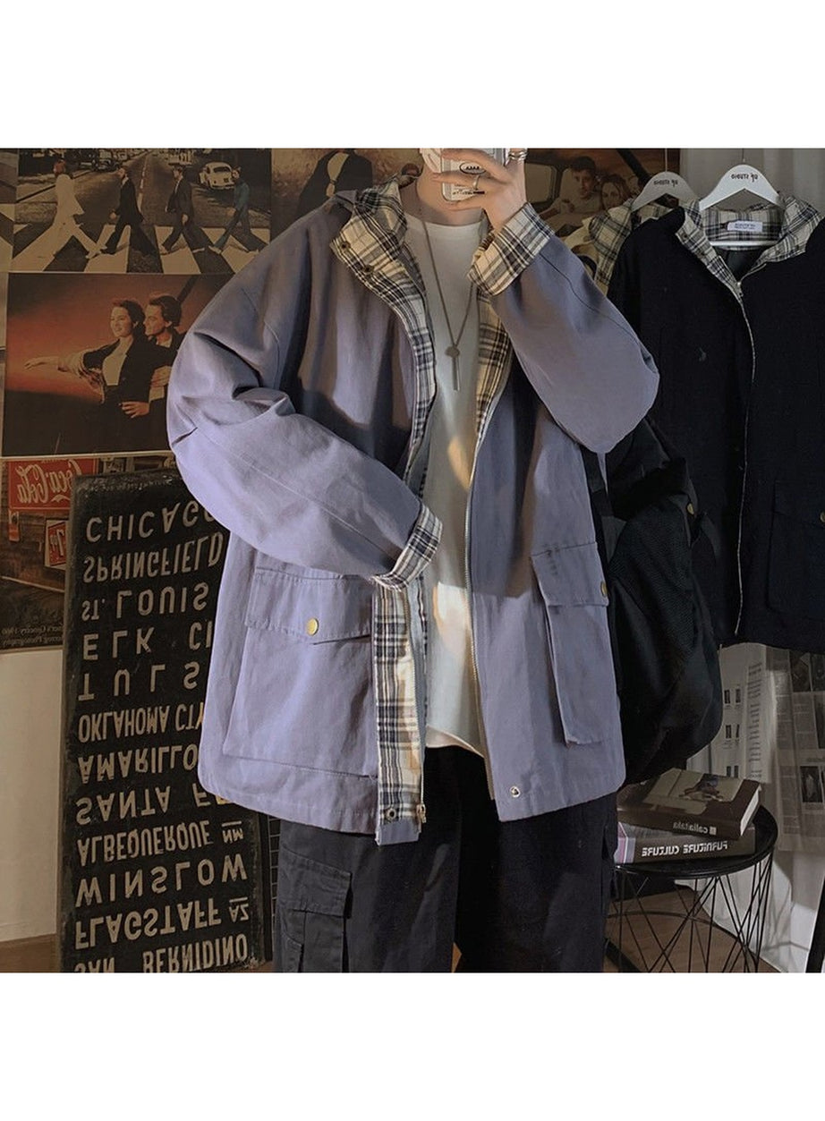 Y2k Oversize Aesthetic Plaid Jacket