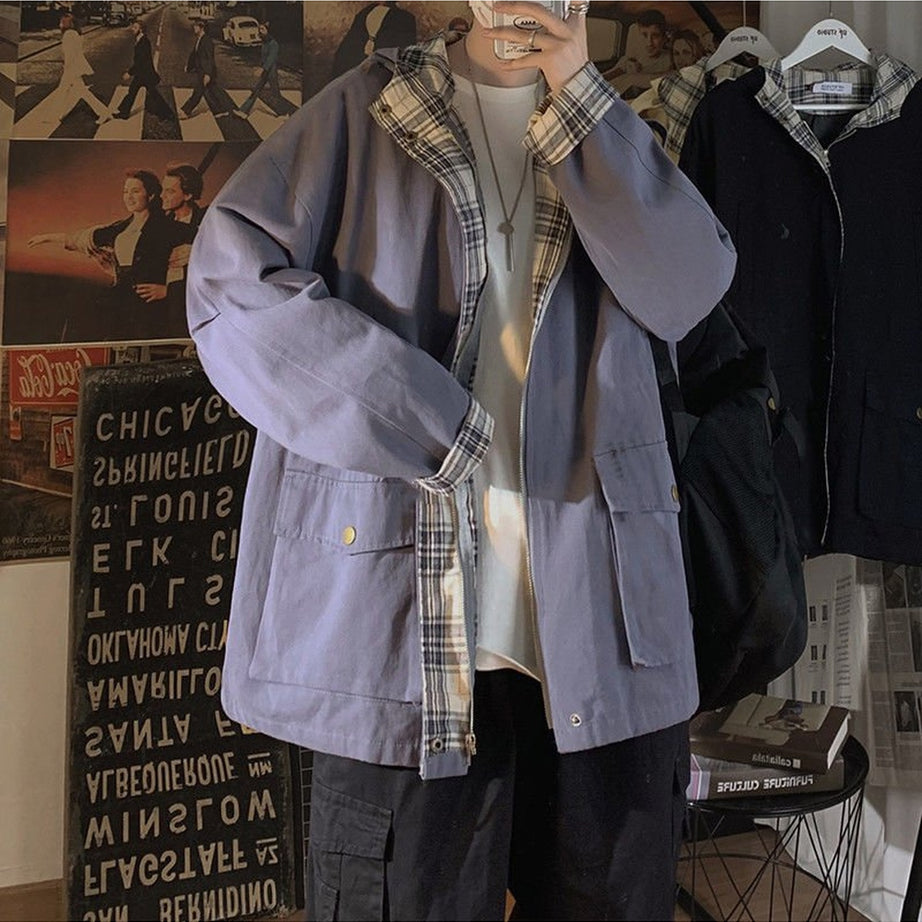 Y2k Oversize Aesthetic Plaid Jacket