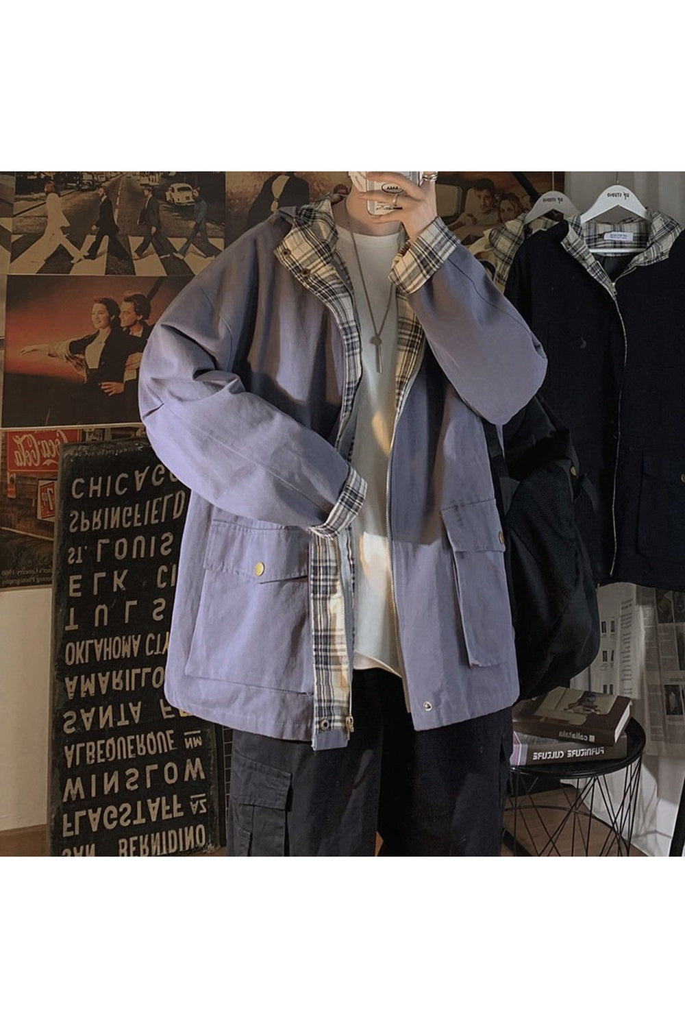 Y2k Oversize Aesthetic Plaid Jacket