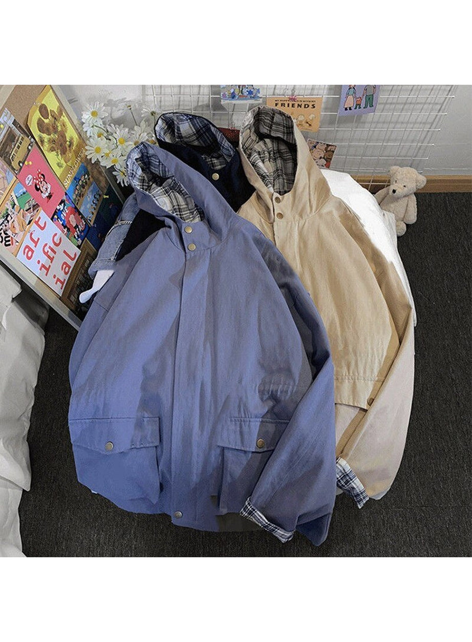 Y2k Oversize Aesthetic Plaid Jacket