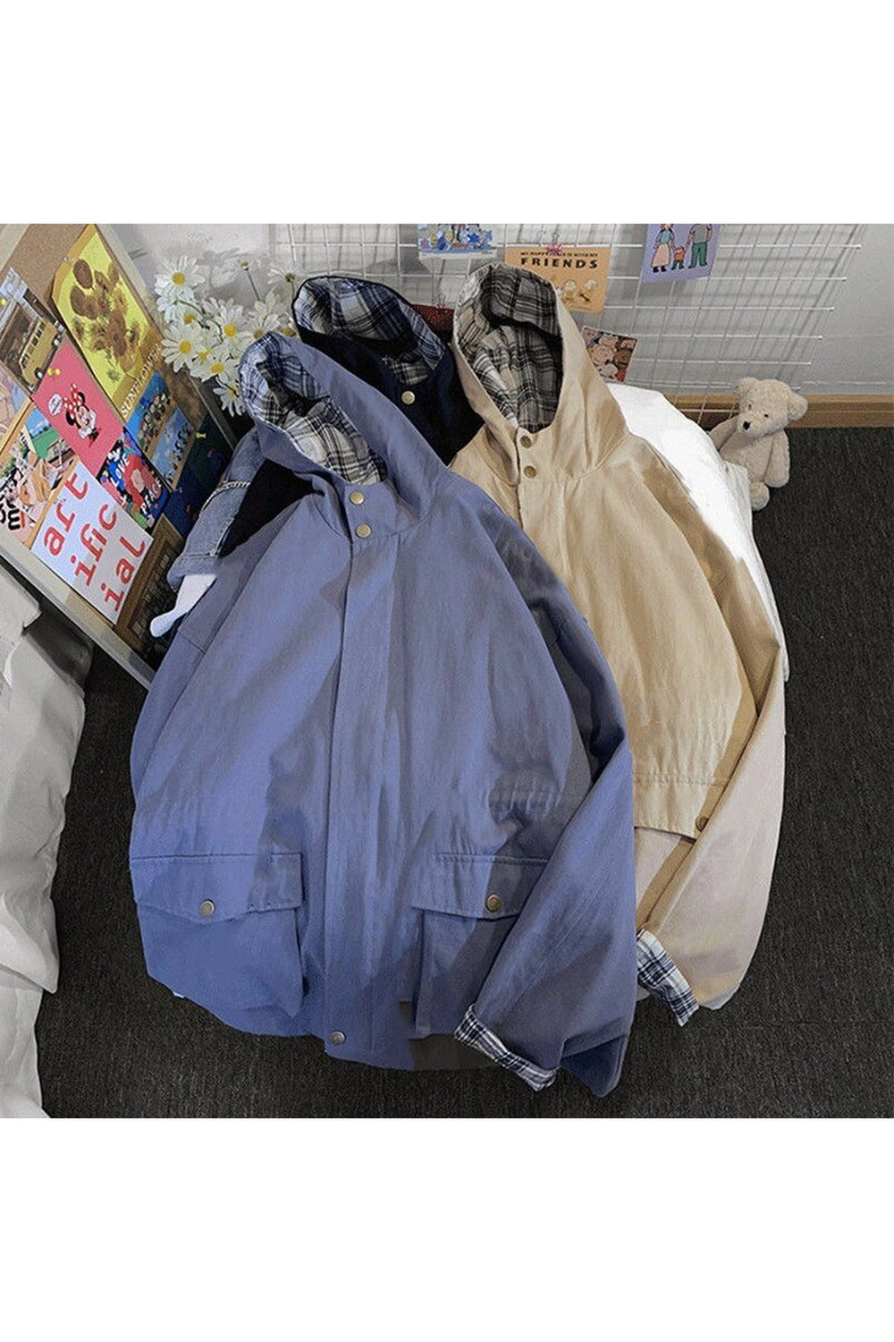 Y2k Oversize Aesthetic Plaid Jacket