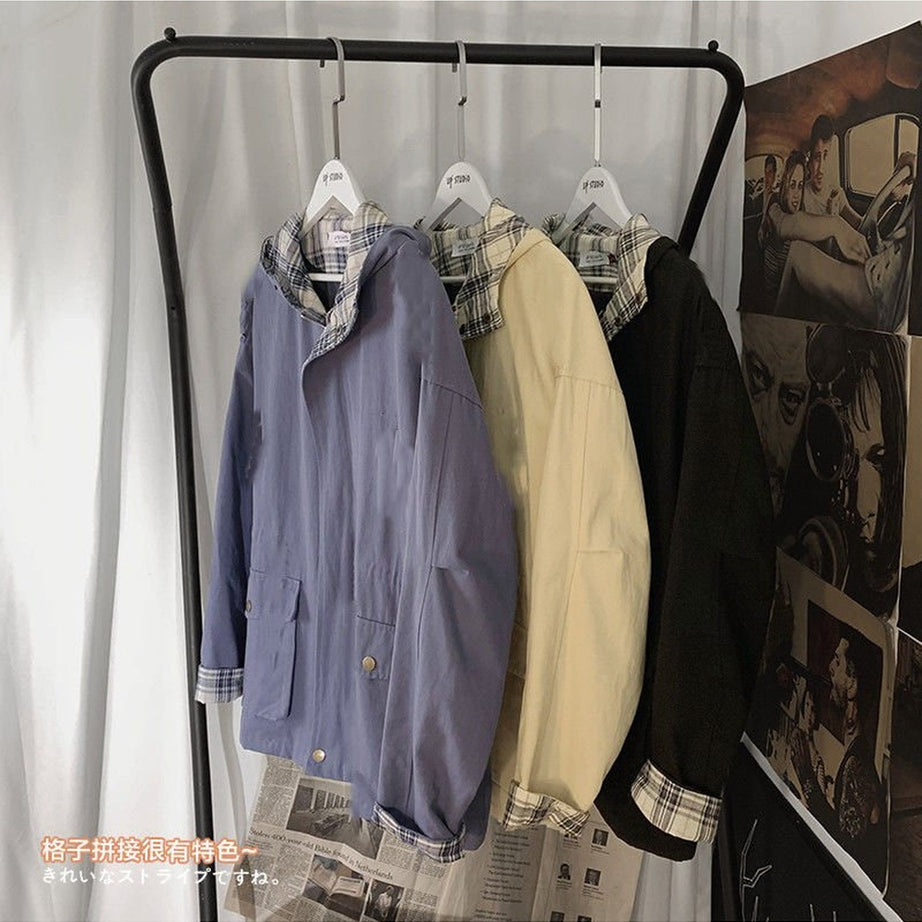 Y2k Oversize Aesthetic Plaid Jacket