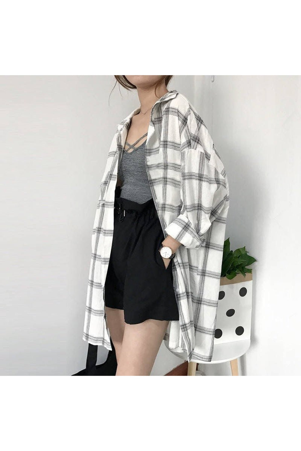 Y2k Oversize Grunge Plaid Shirt