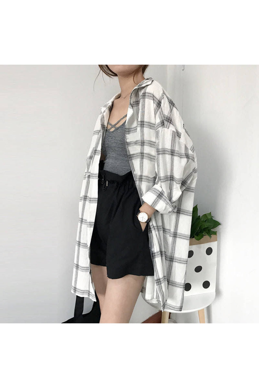 Y2k Oversize Grunge Plaid Shirt