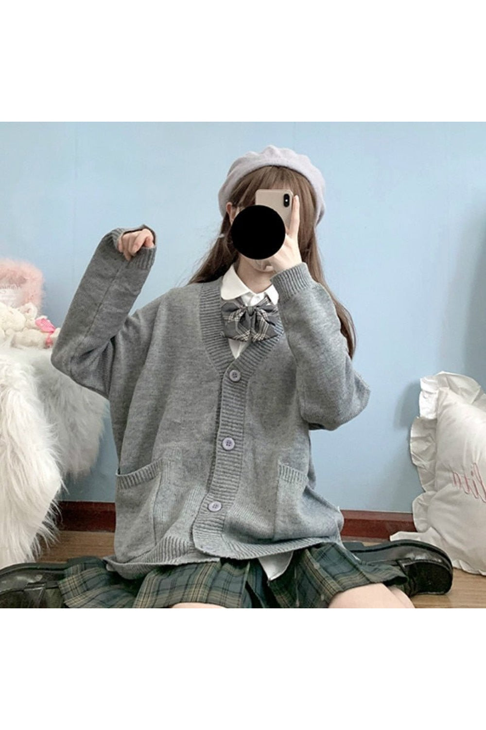 Y2k Oversize Preppy t Sweater with buttons