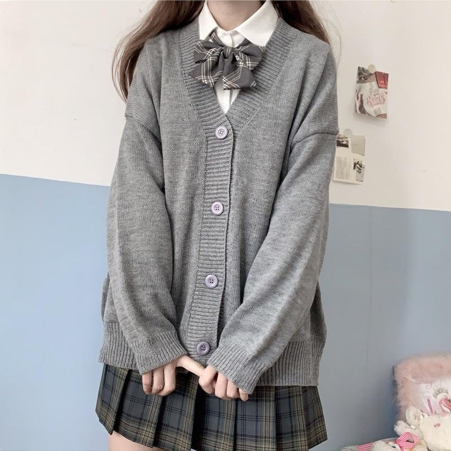 Y2k Oversize Preppy t Sweater with buttons