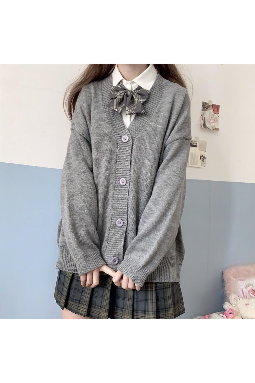 Y2k Oversize Preppy t Sweater with buttons