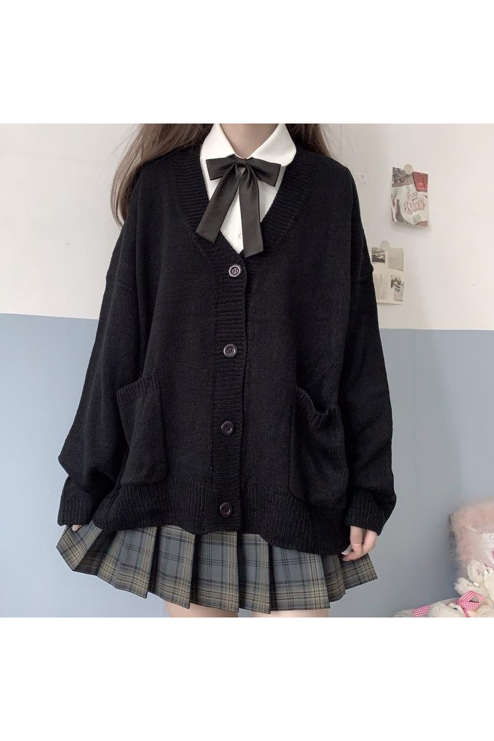 Y2k Oversize Preppy t Sweater with buttons